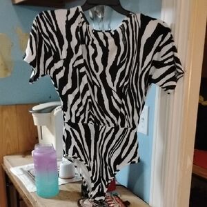 SHEIN Zebra Print Bodysuit - Black and White